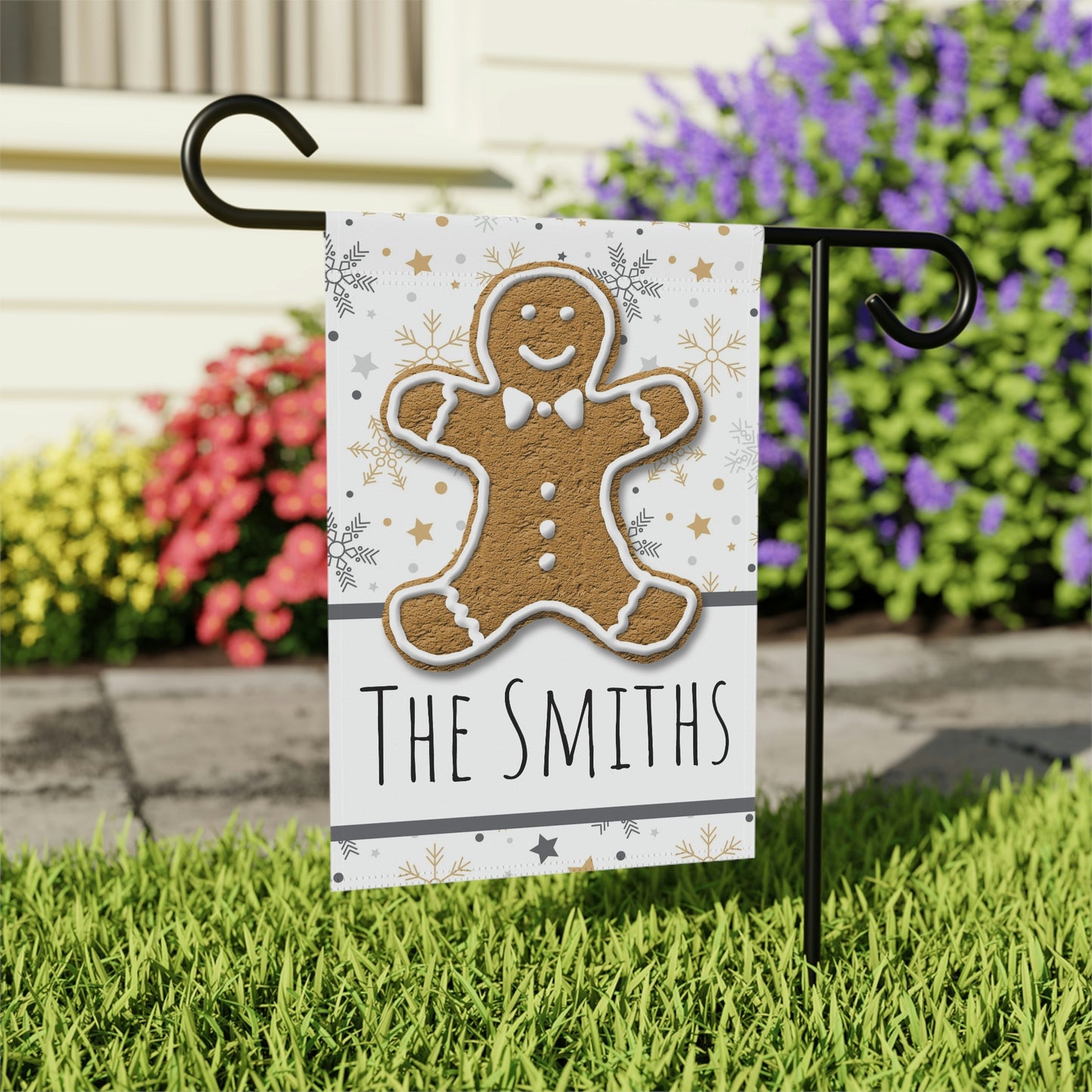 Christmas Garden Flag, Holiday Flag, Christmas Decor, Gingerbread Cookie Flag, Personalized Flag, Christmas Gift, Welcome Flag