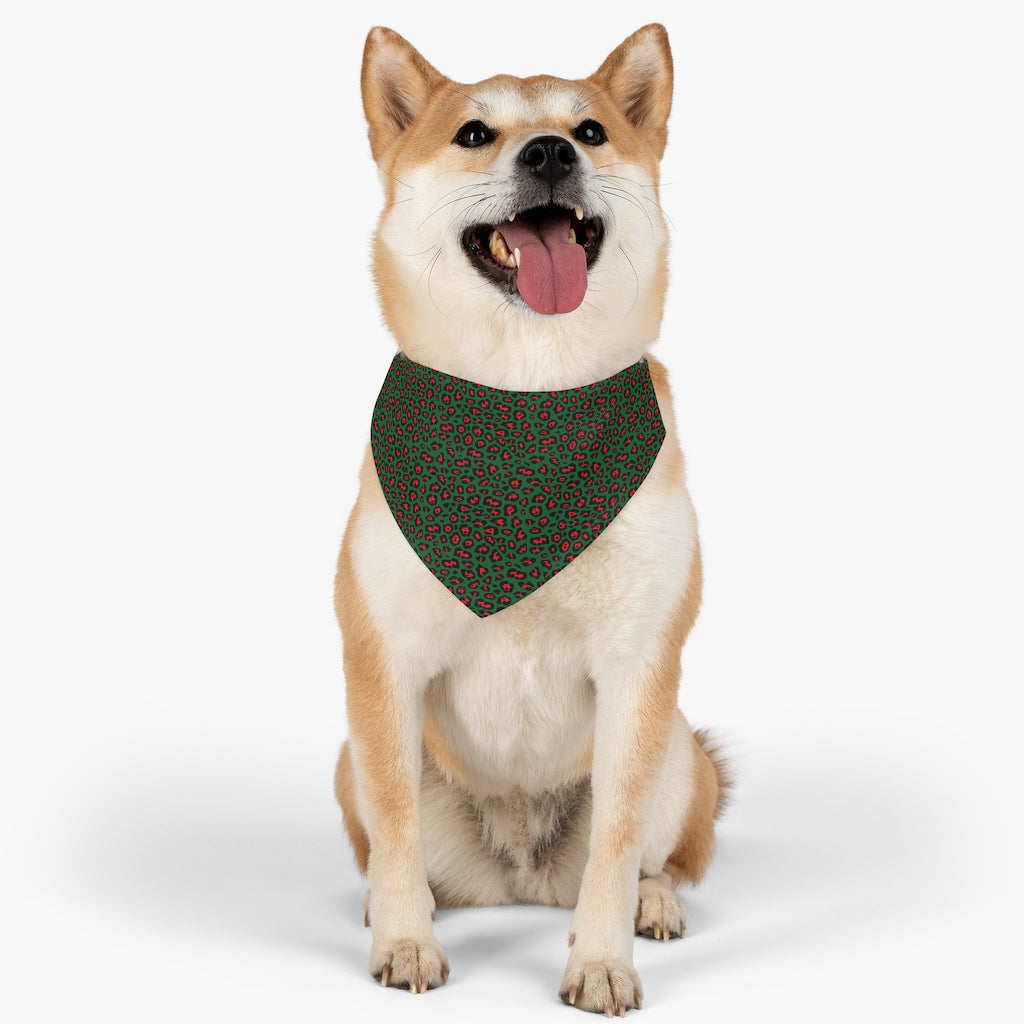 Leopard Pet Bandana Collar, Christmas Pet Bandana, Holiday Pet Collar Pets