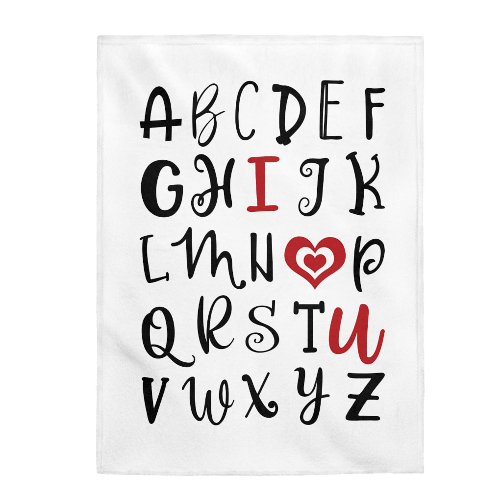 I Love You Alphabet Velveteen Plush Blanket All Over Prints
