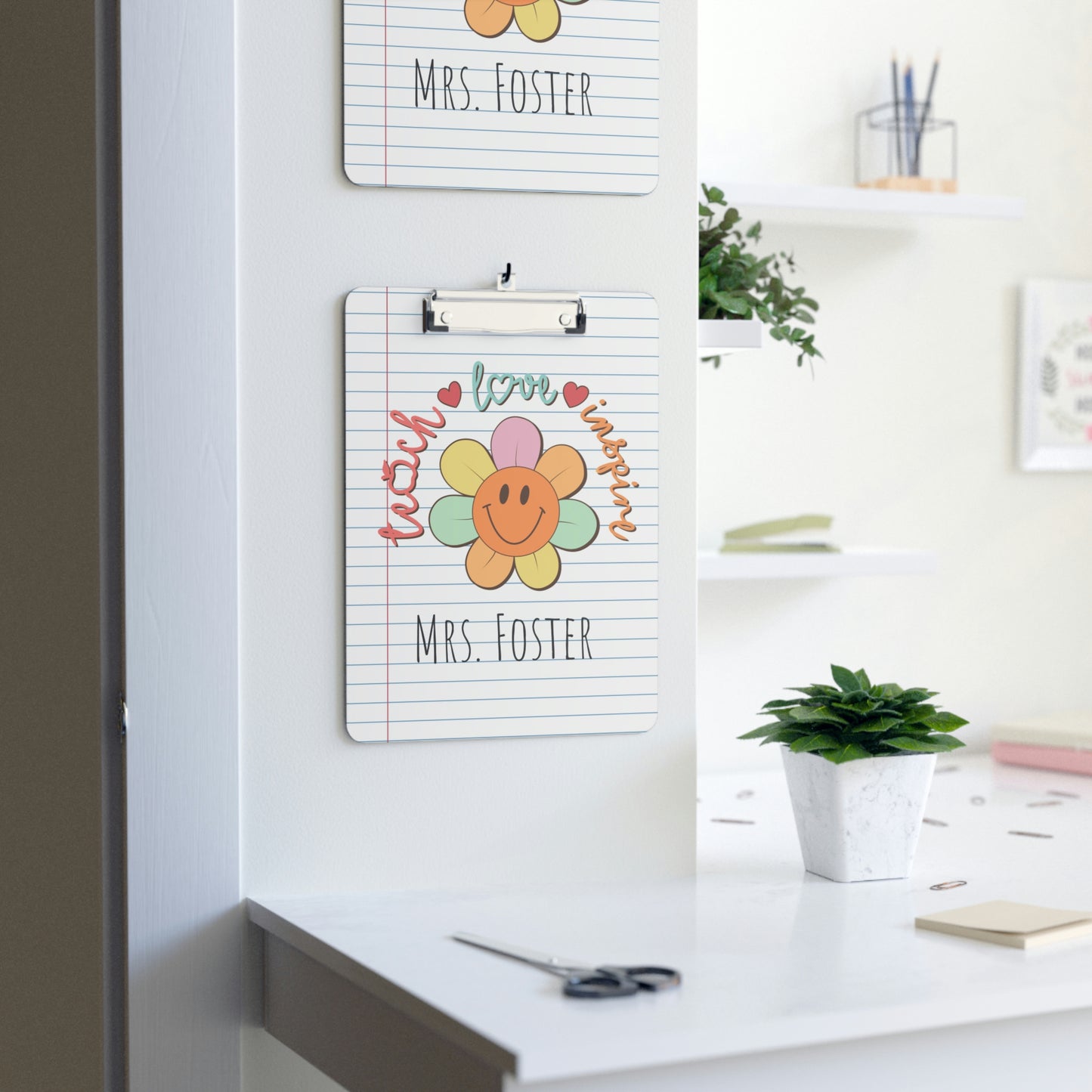 Personalized Teacher Clipboard, Teacher Appreciation Gift, Custom Monogram Clip Board, Retro, Monogram Teacher Gift, Back to School
