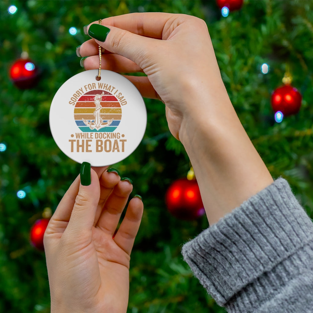 Boat Docking - Round Ceramic Ornaments Home Decor