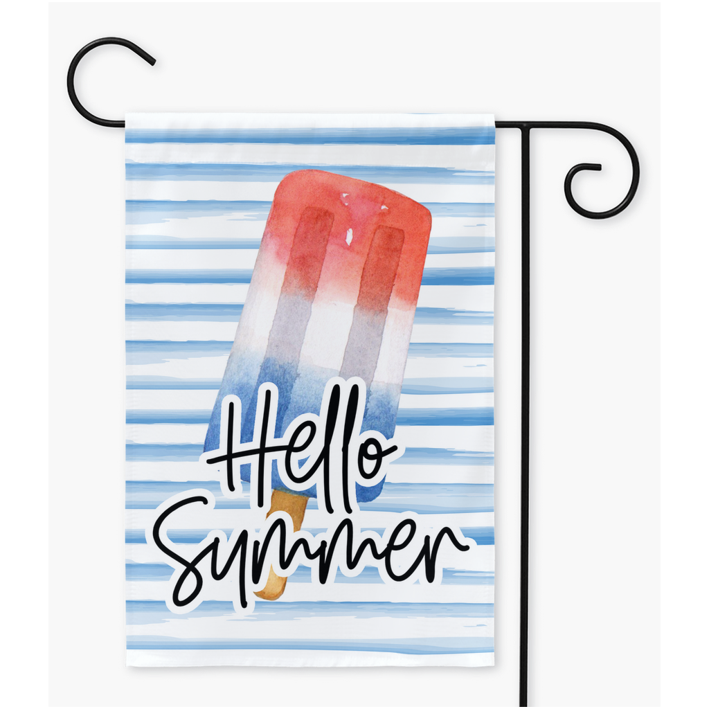 Hello Summer American Popsicle Garden Flag Flag