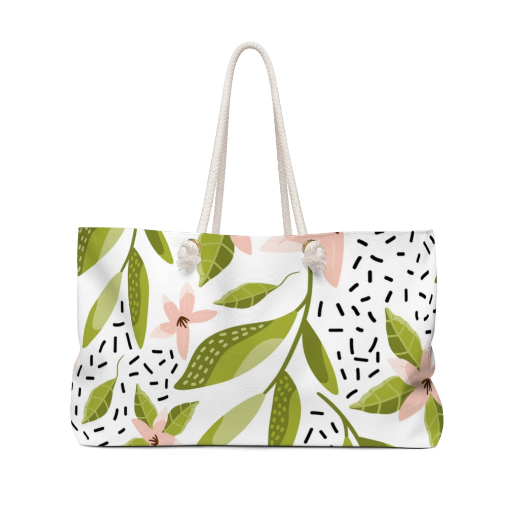 Custom Weekender Bag Women, Personalized Tote, Pink Floral Tote, Bride Bag, Carry On Bag, Gift for Her, Lily Beach Bag, Flower Bag Bags