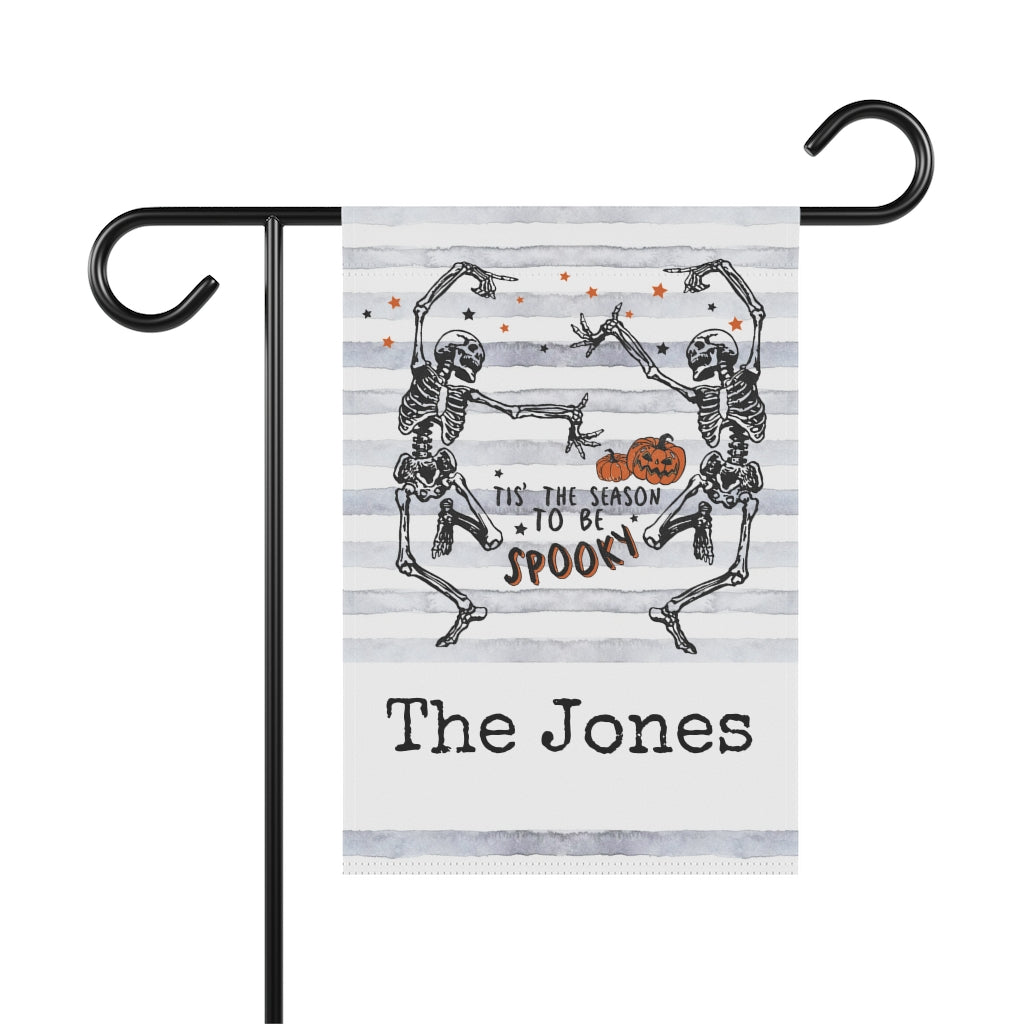 Personalized Halloween Garden Flag with Dancing Skeletons