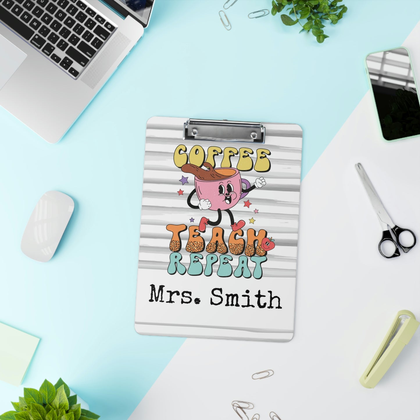 Personalized Teacher Clipboard, Teacher Appreciation Gift, Custom Monogram Clip Board, Retro, Monogram Teacher Gift, Back to School