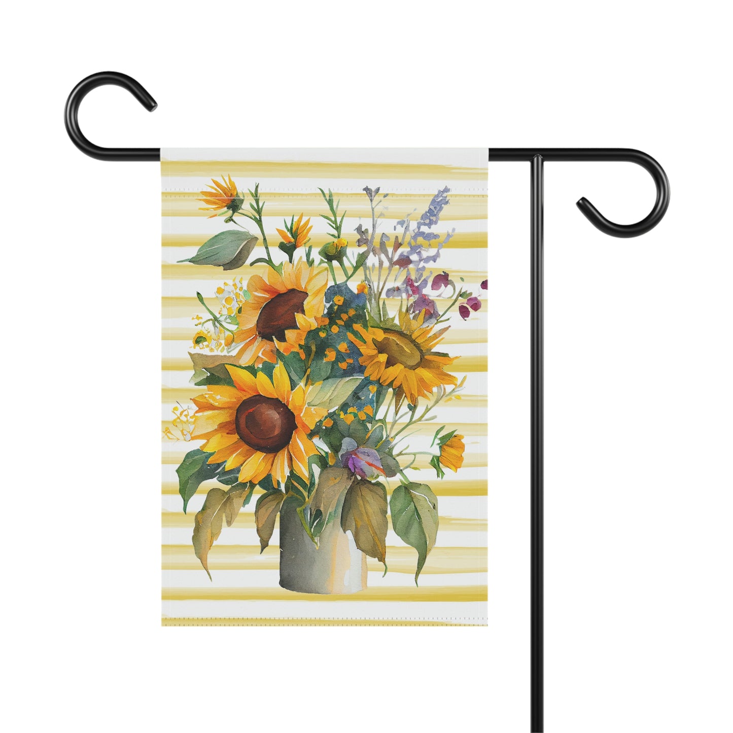 Yellow Striped Sunflower Summer Garden Flag