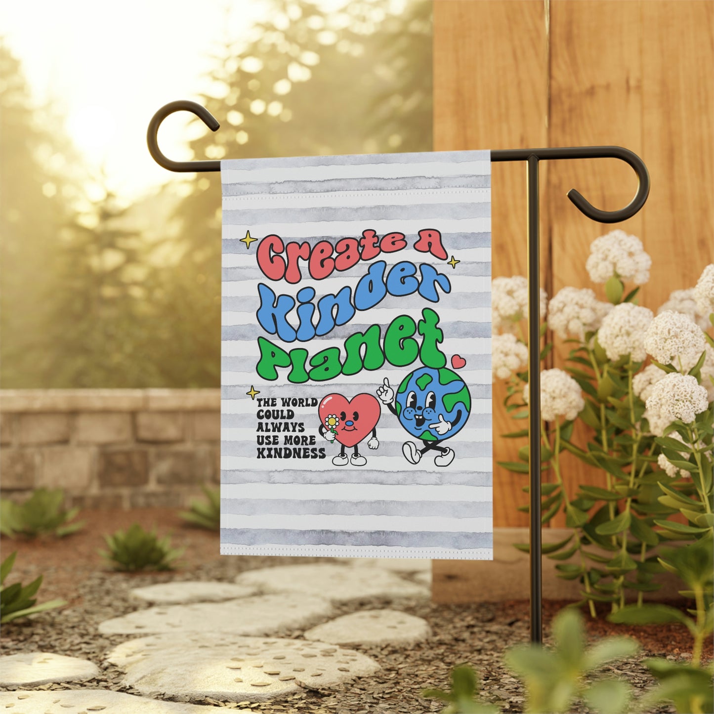 Create A Kinder Planet, Earth Day Flag, Welcome Flag, Aesthetic Flag, Planet Earth Flag, VSCO, Groovy, Custom Yard Flag