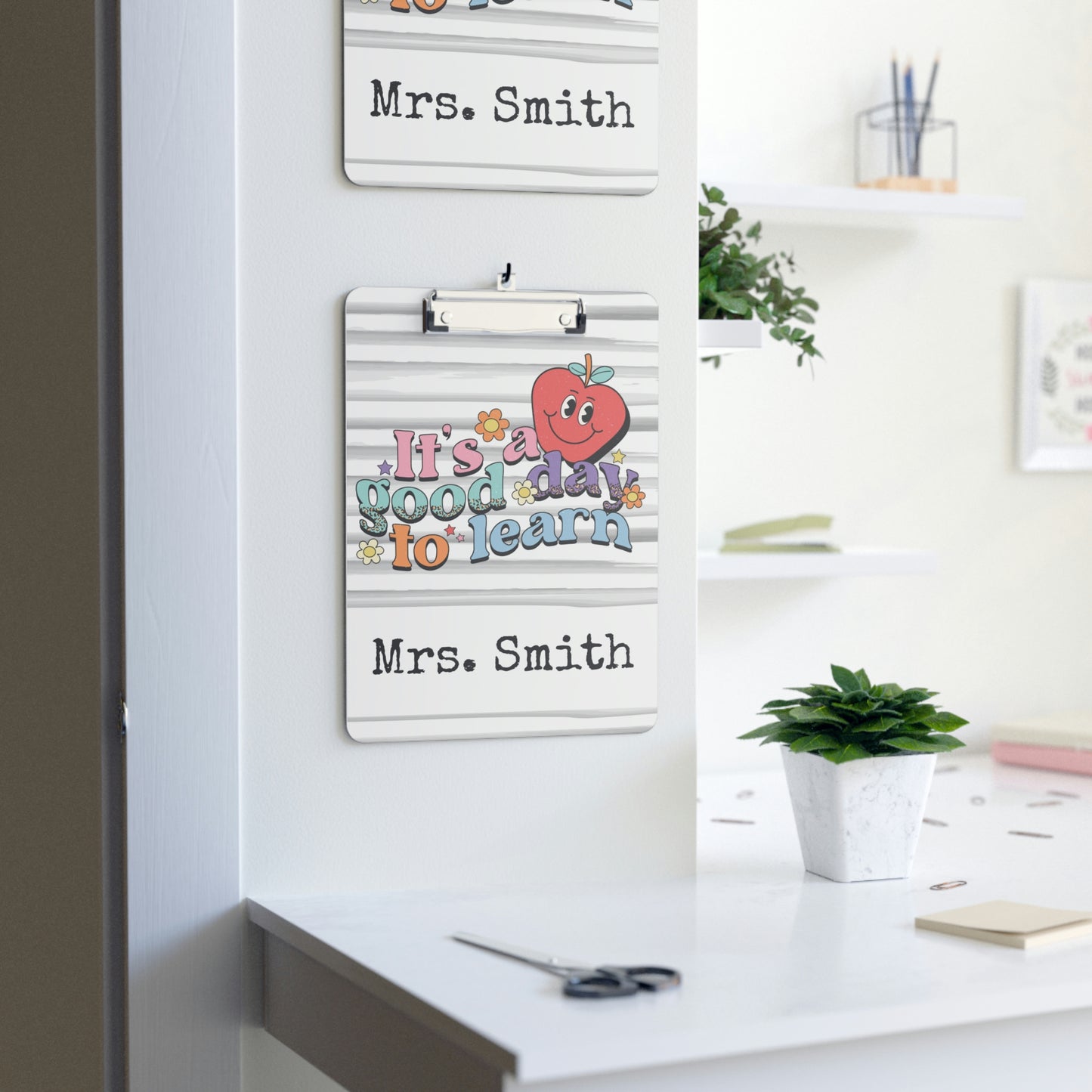 Personalized Teacher Clipboard, Teacher Appreciation Gift, Custom Monogram Clip Board, Retro, Monogram Teacher Gift, Back to School