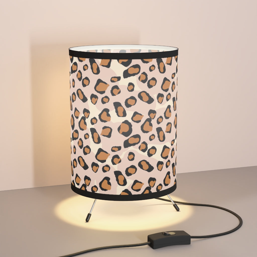 Pink Leopard Print Lamp, Leopard Print Table Lamp, Leopard Room Decor, Tripod Lamp with High-Res Printed Shade, US/CA plug Home Decor