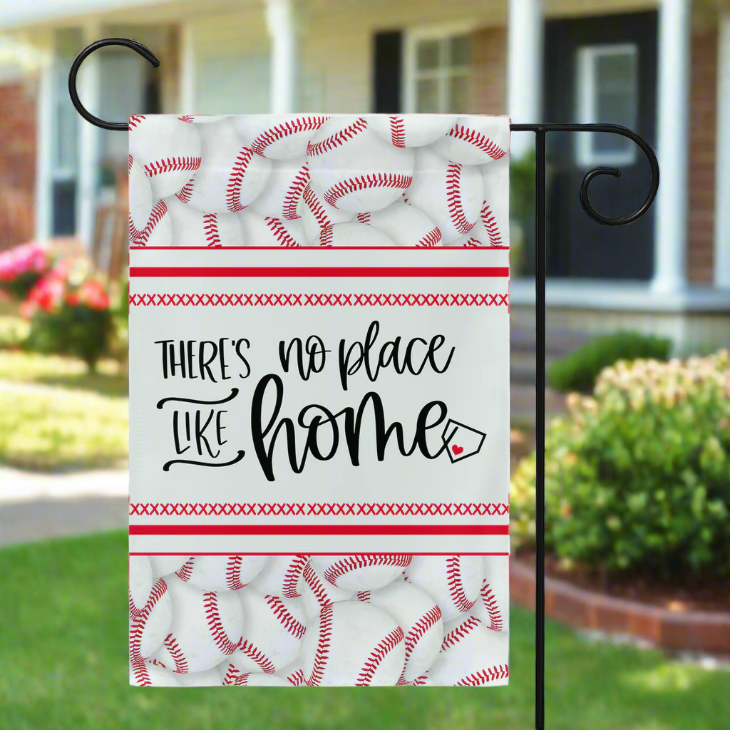There's No Place Like Home Baseball Themed Garden Flag Flags