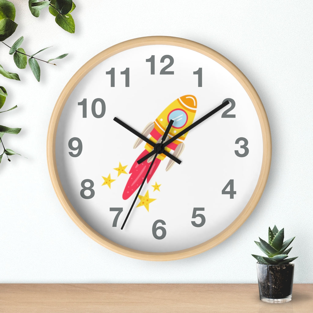 Rocket Ship Wall clock, Space Themed Decor, Astronaut Clock Home Decor