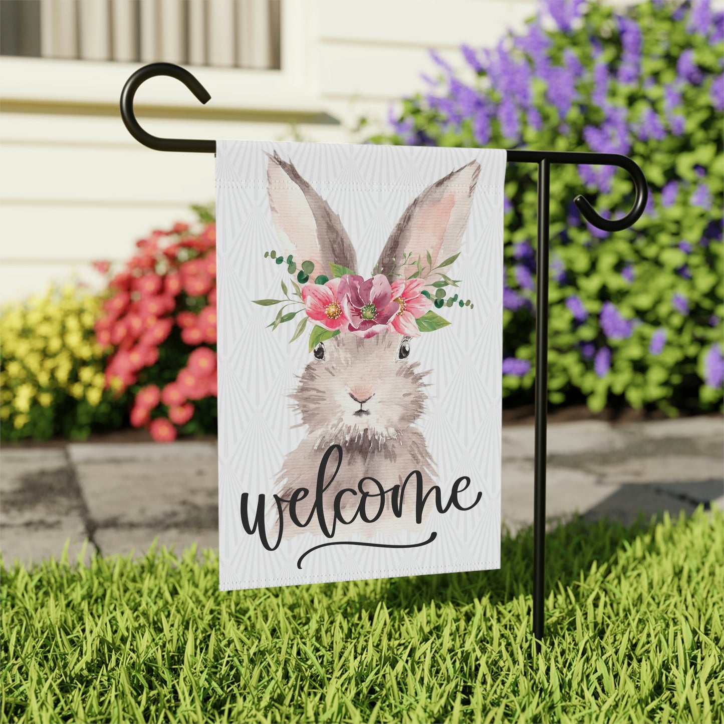 Welcome Bunny Garden Flag