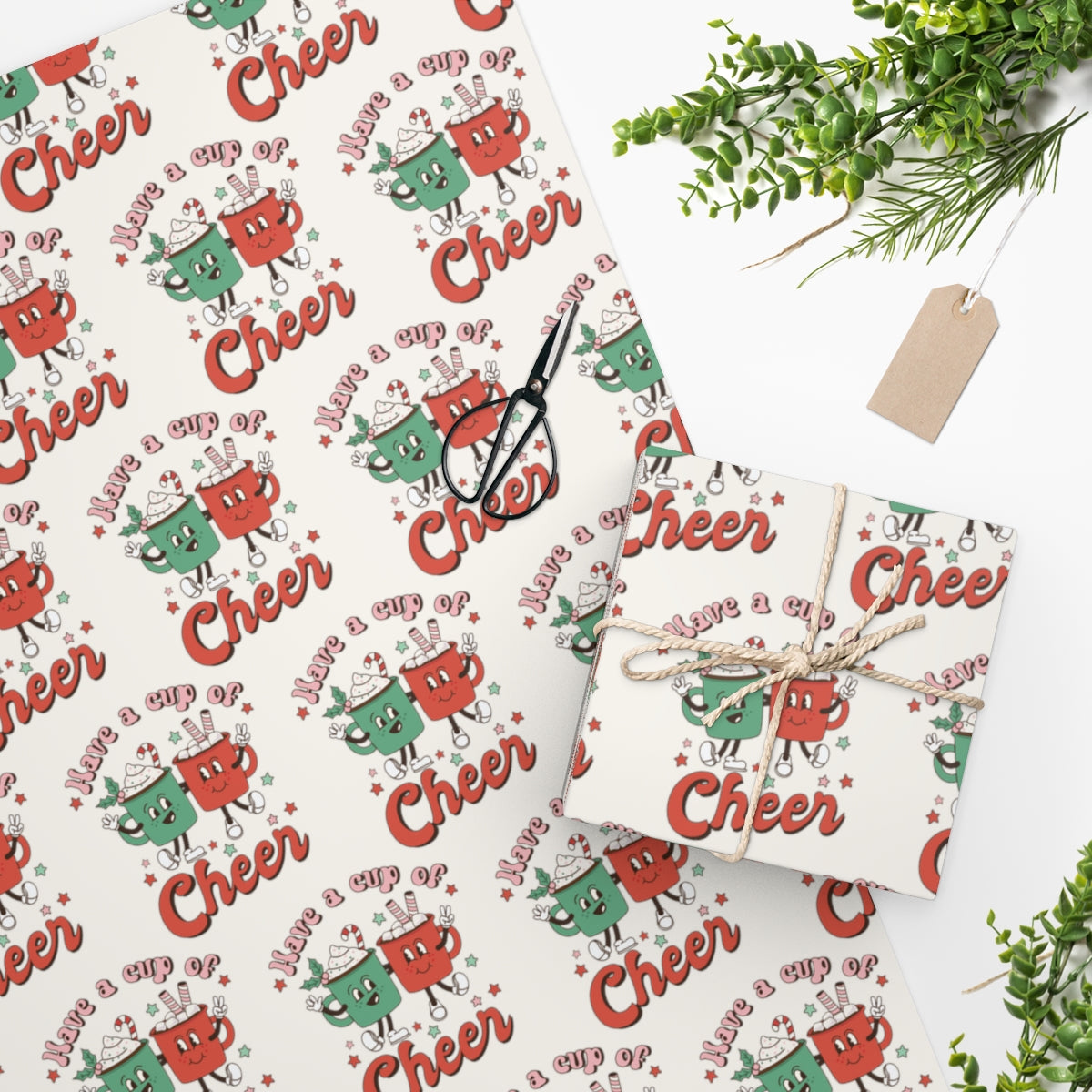 Retro Christmas Wrapping Paper - Cup of Cheer