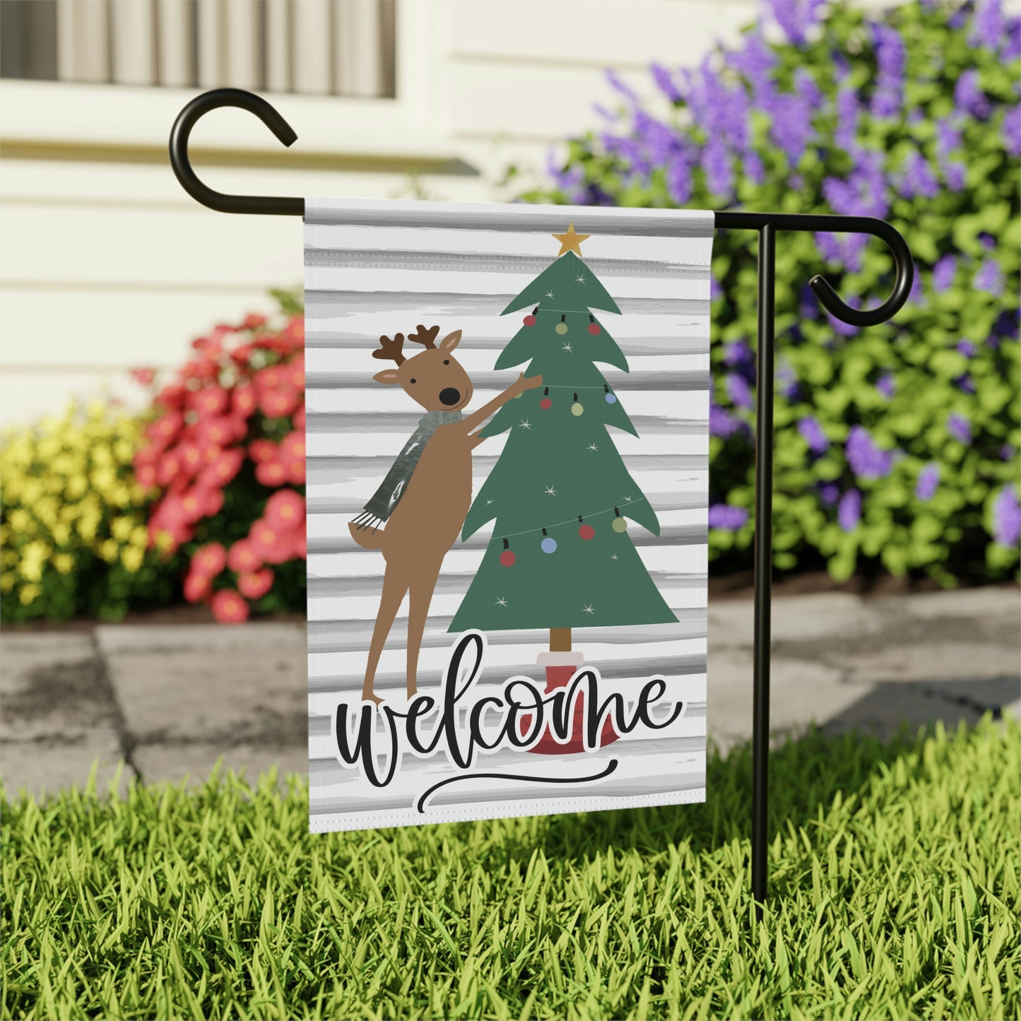 Christmas Garden Flag, Xmas Decor, Christmas Decor, Welcome Flag, Merry Christmas, Holiday Flag, Home Decor, Yard Flag, House Flag, Reindeer