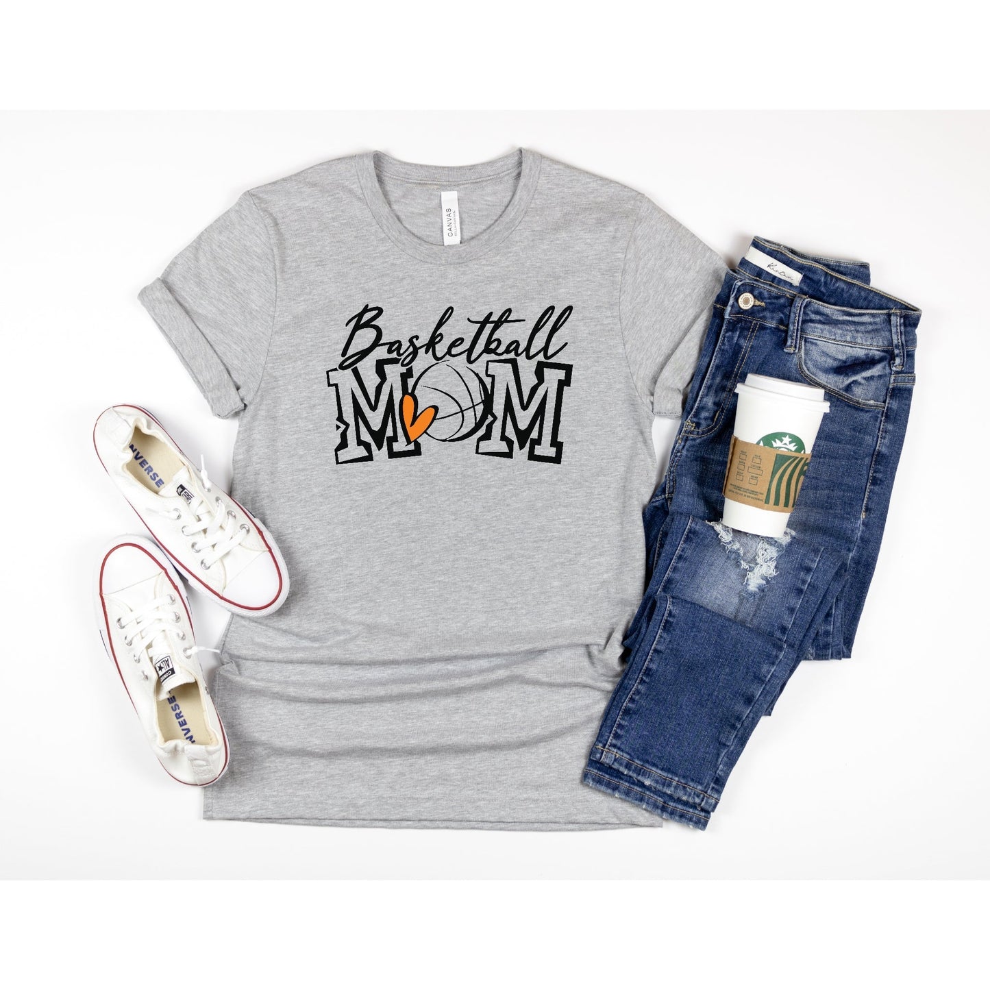 Basketball Mom TShirt, Leopard Print Baskeball Mom, Heart is on the court Shirt, Gift for Team Mom, Coach Shirt, High School Basketball T-Shirt