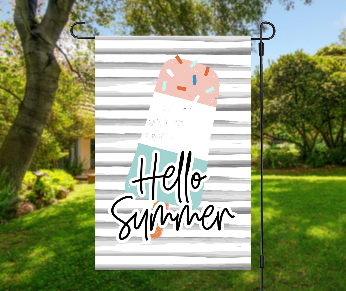 Hello Summer Popsicle Garden Flag Flag