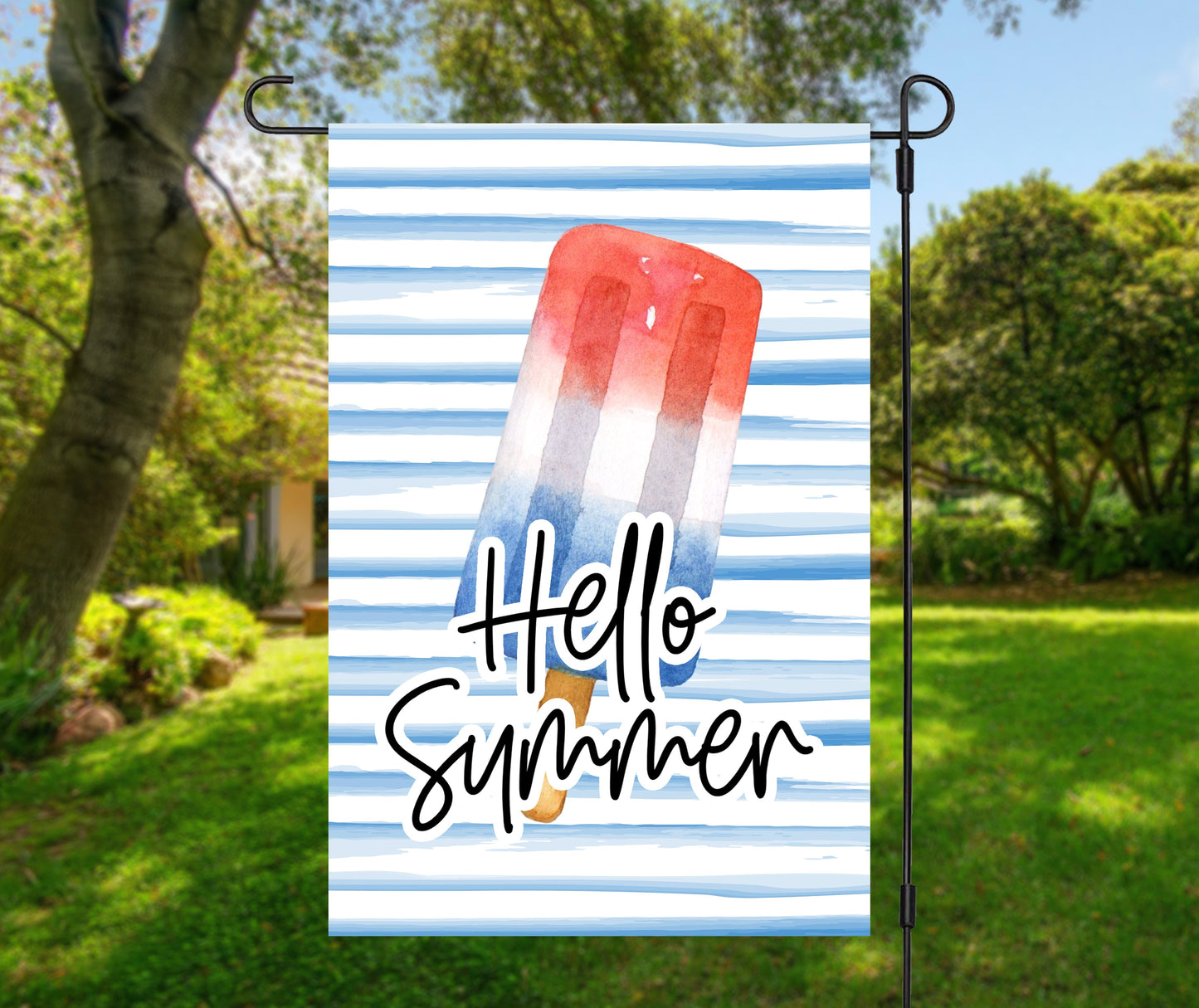 Hello Summer American Popsicle Garden Flag Flag