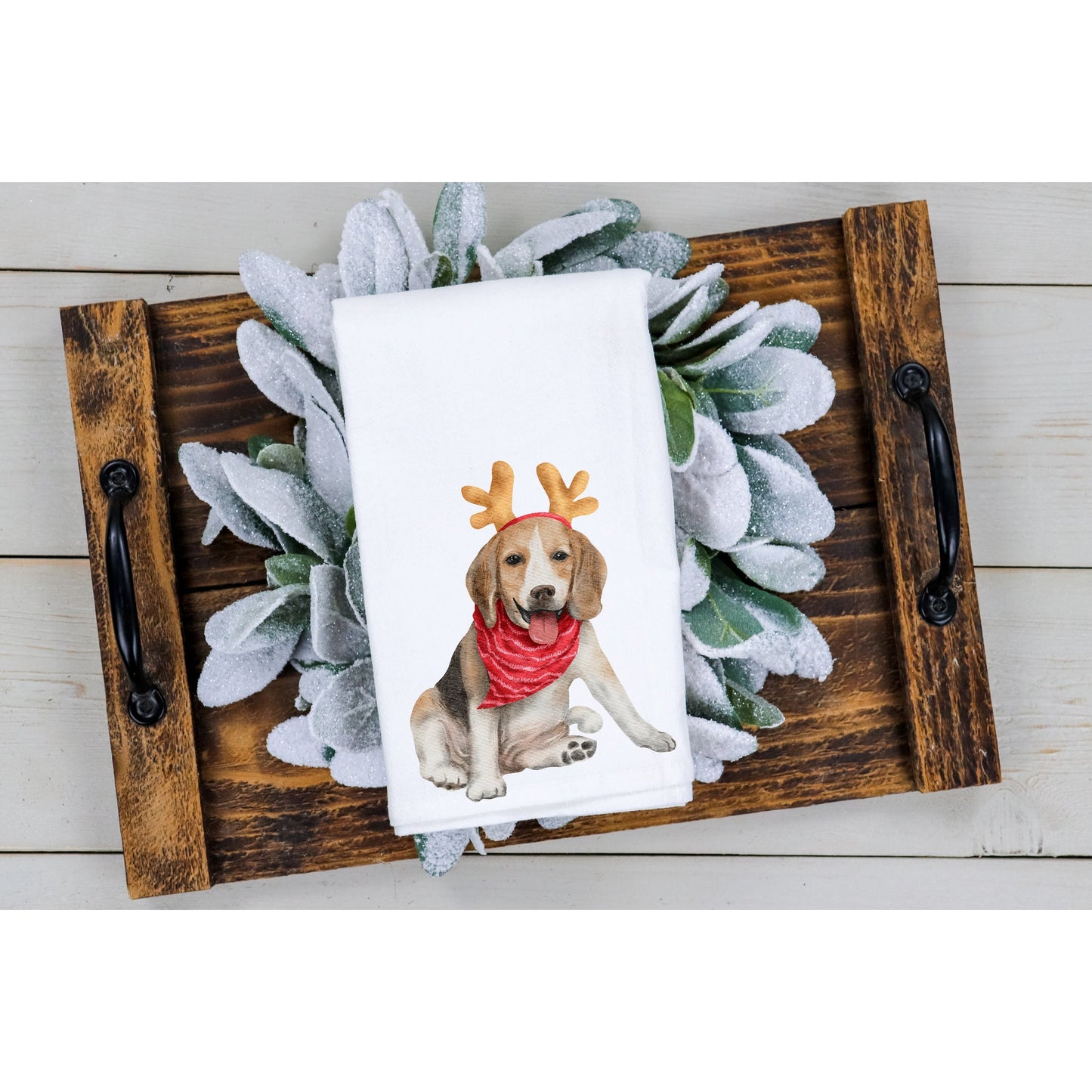Christmas Beagle Tea Towel, Beagle Lover, Christmas Kitchen Towel, Watercolor Beagle, Dog Lover, Beagle Kitchen Decor, Dog Christma Home Decor