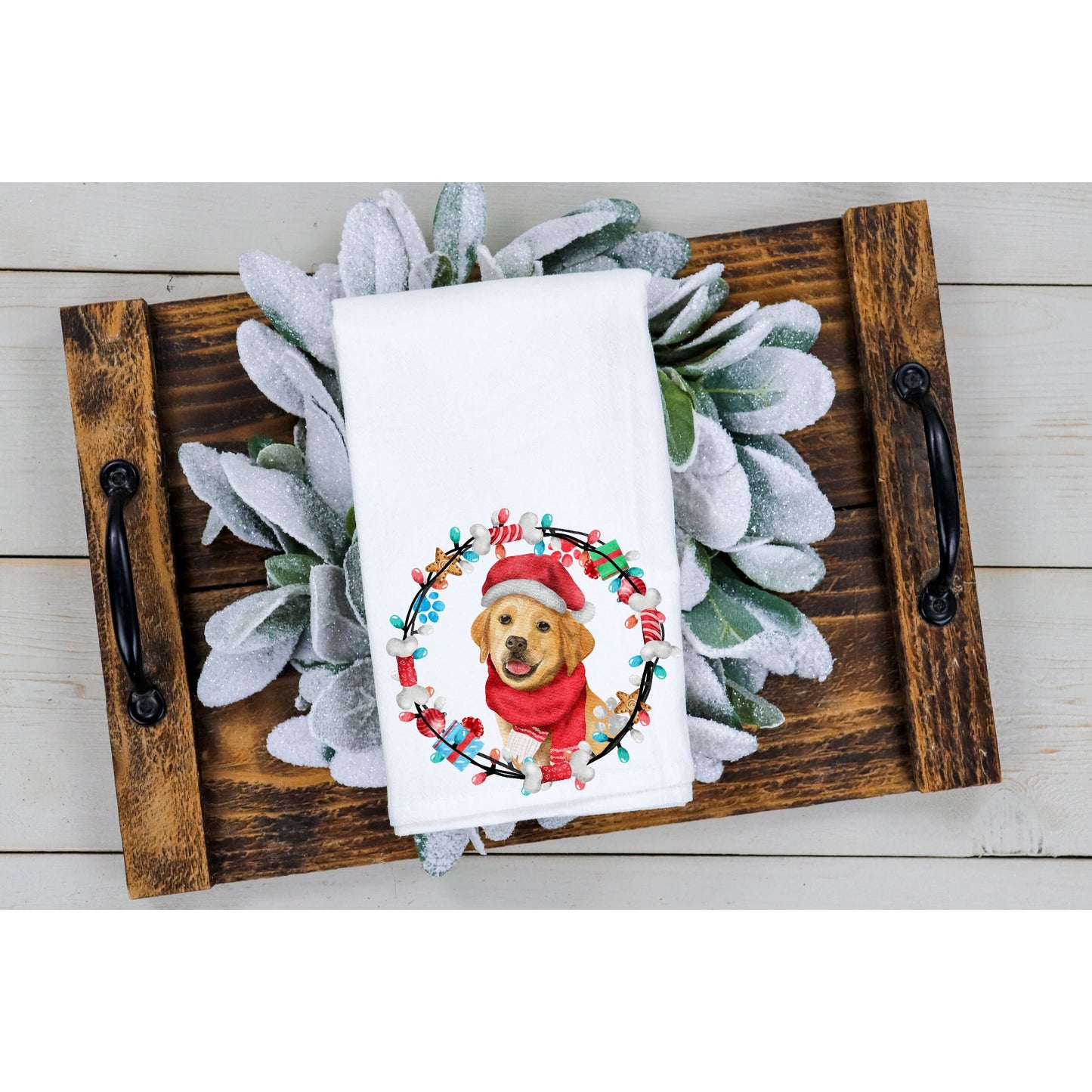 Christmas Golden Retriever Tea Towel, Retriever Lover, Christmas Kitchen Towel, Dog Lover, White Lab Kitchen Decor, Dog Christmas Gift Home Decor