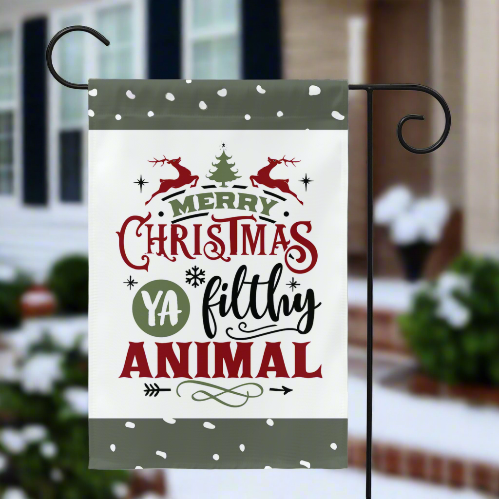 Merry Christmas Filthy Animals Garden Flag, Winter Garden Flag - Premium Flags & Windsocks - Just $16.99! Shop now at Nine Thirty Nine Design