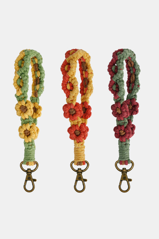 Flower Shape Wristlet Alloy Closure Macrame Key Chain - Premium Key Chains - Just $8! Shop now at Nine Thirty Nine Design