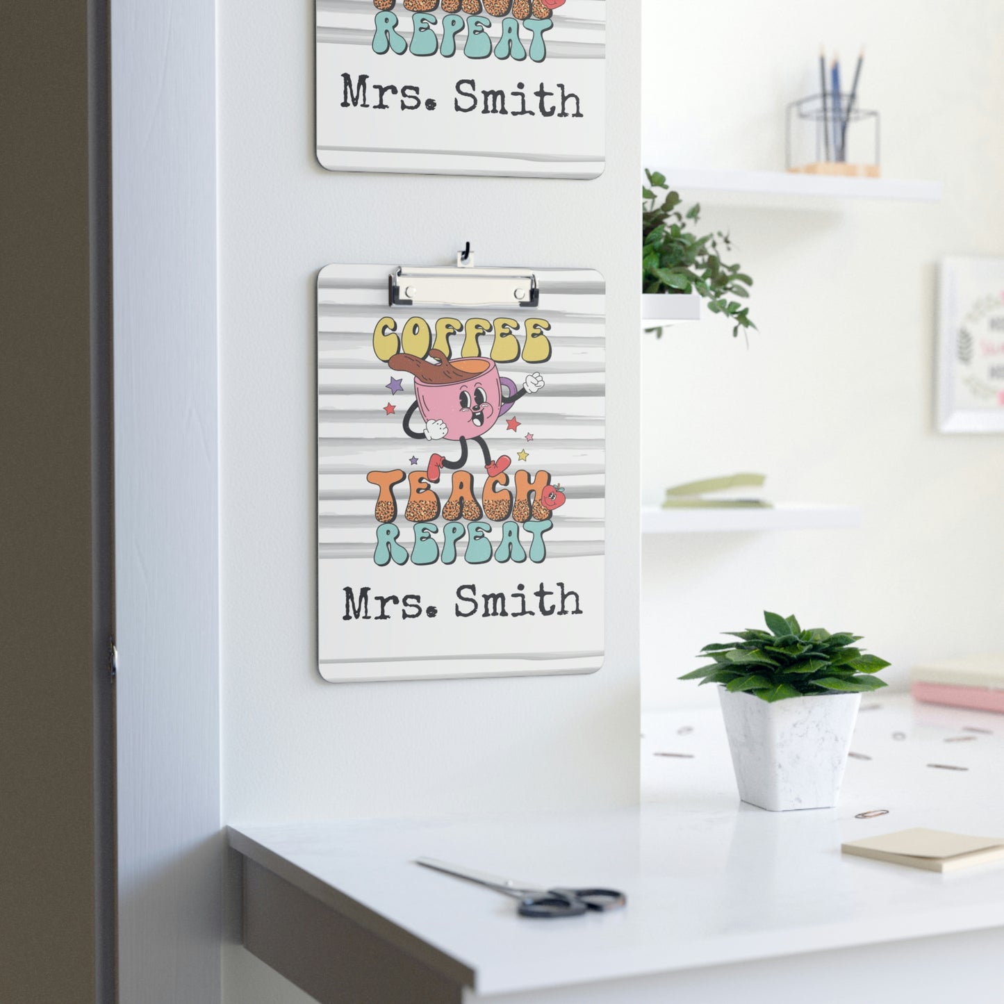 Personalized Teacher Clipboard, Teacher Appreciation Gift, Custom Monogram Clip Board, Retro, Monogram Teacher Gift, Back to School