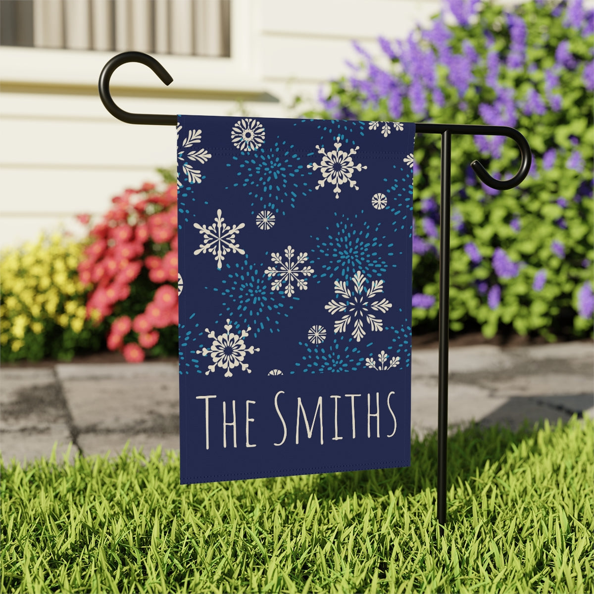Blue Snowflake Holiday Garden Flag