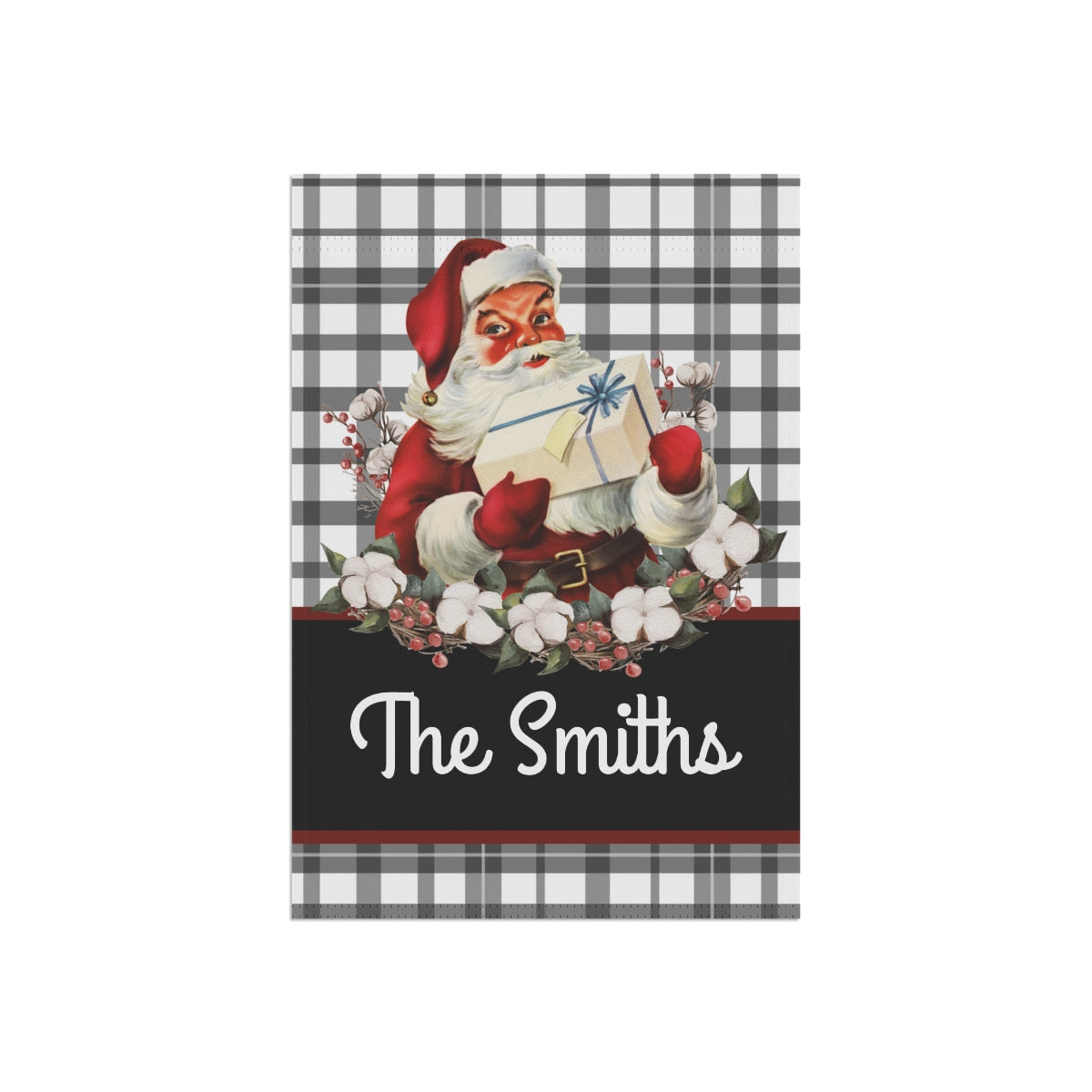 Personalized Vintage Santa Christmas Garden Flag