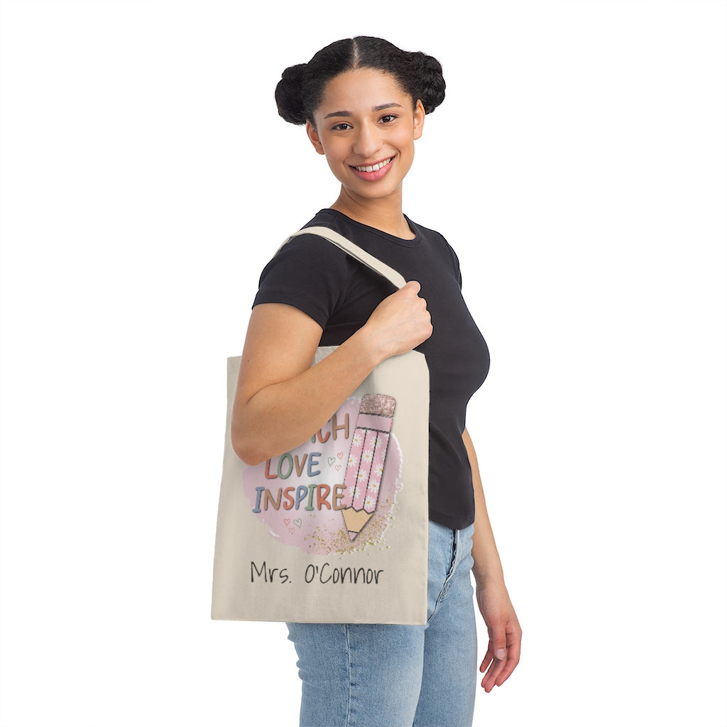Personalized Teacher Bag, Custom Teacher Tote Bag, Teacher Appreciation Gift, Teacher Pencil, Teach Love Inspire, Thank You Gift Bags
