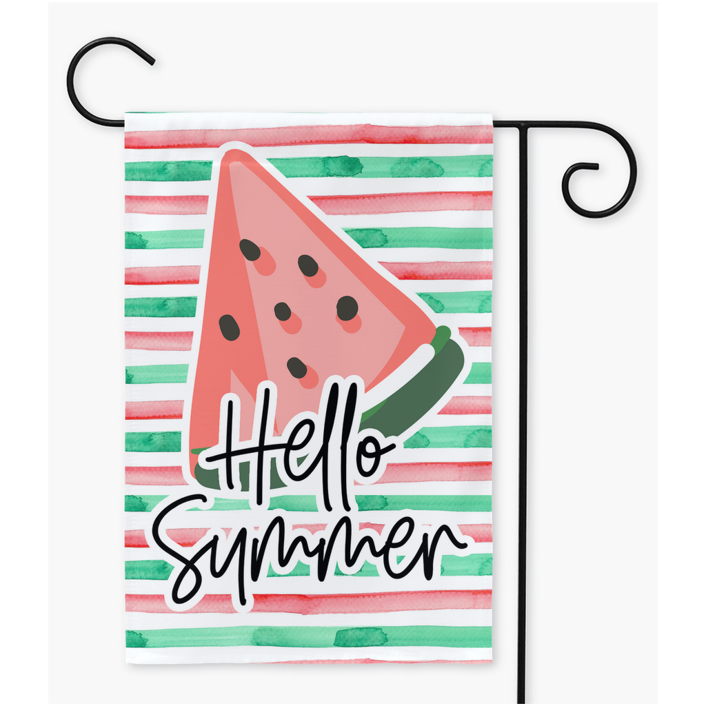 Hello Summer Watermelon Garden Flag Flag