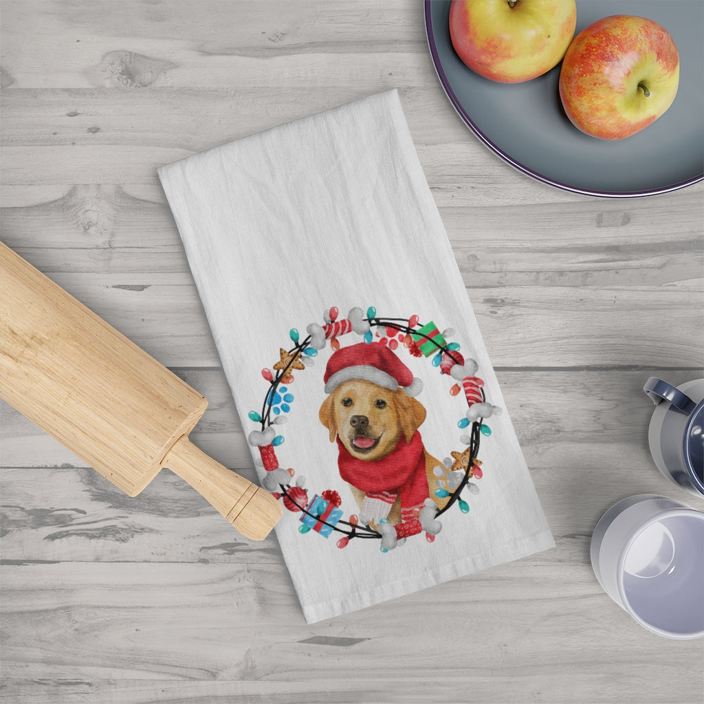 Christmas Golden Retriever Tea Towel, Retriever Lover, Christmas Kitchen Towel, Dog Lover, White Lab Kitchen Decor, Dog Christmas Gift Home Decor