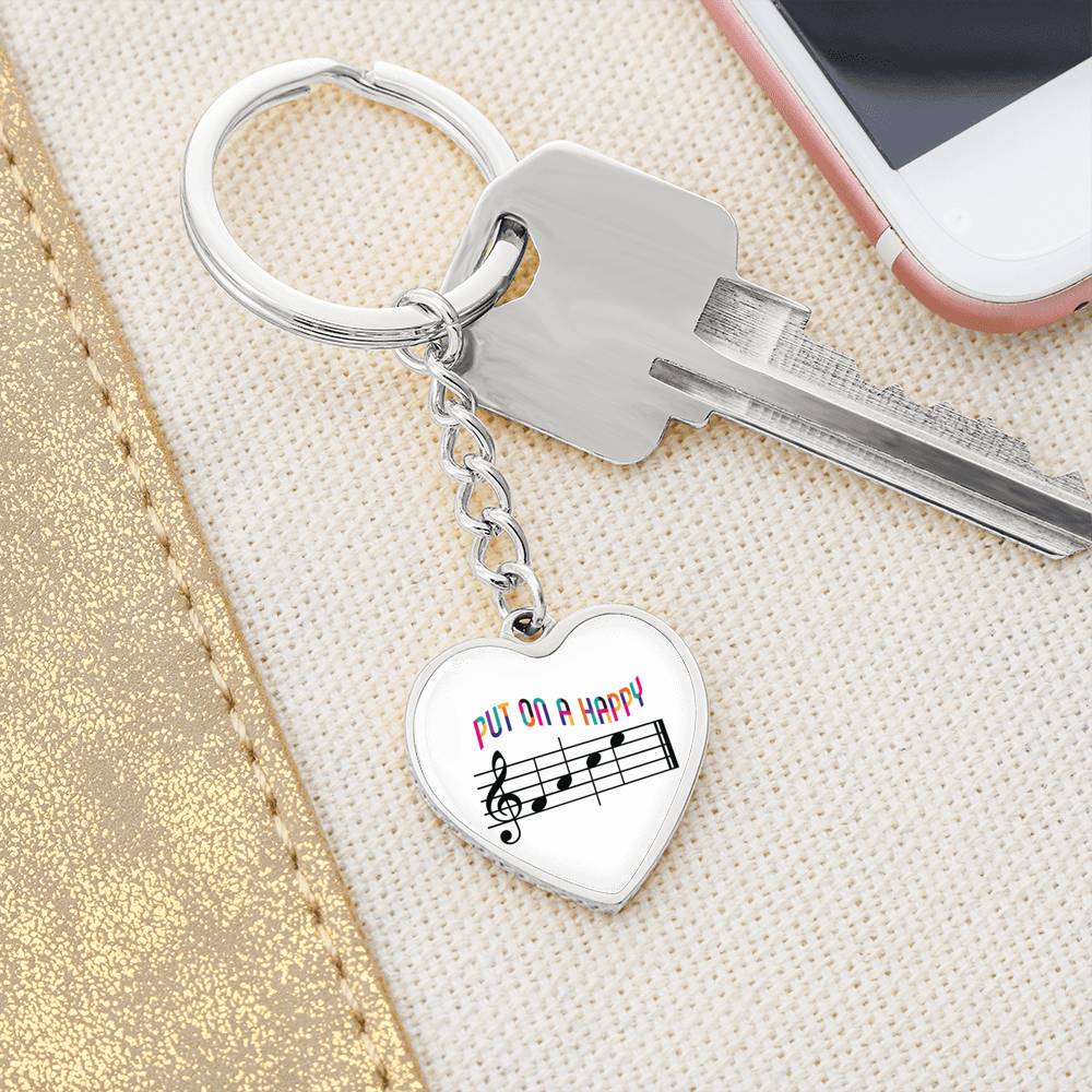 Put On A Happy Face Keychain, Music Lover, Musician Gift, Music Teacher Gift, Choir Teacher Gift, Teacher Appreciation Gift, Music Christmas Jewelry