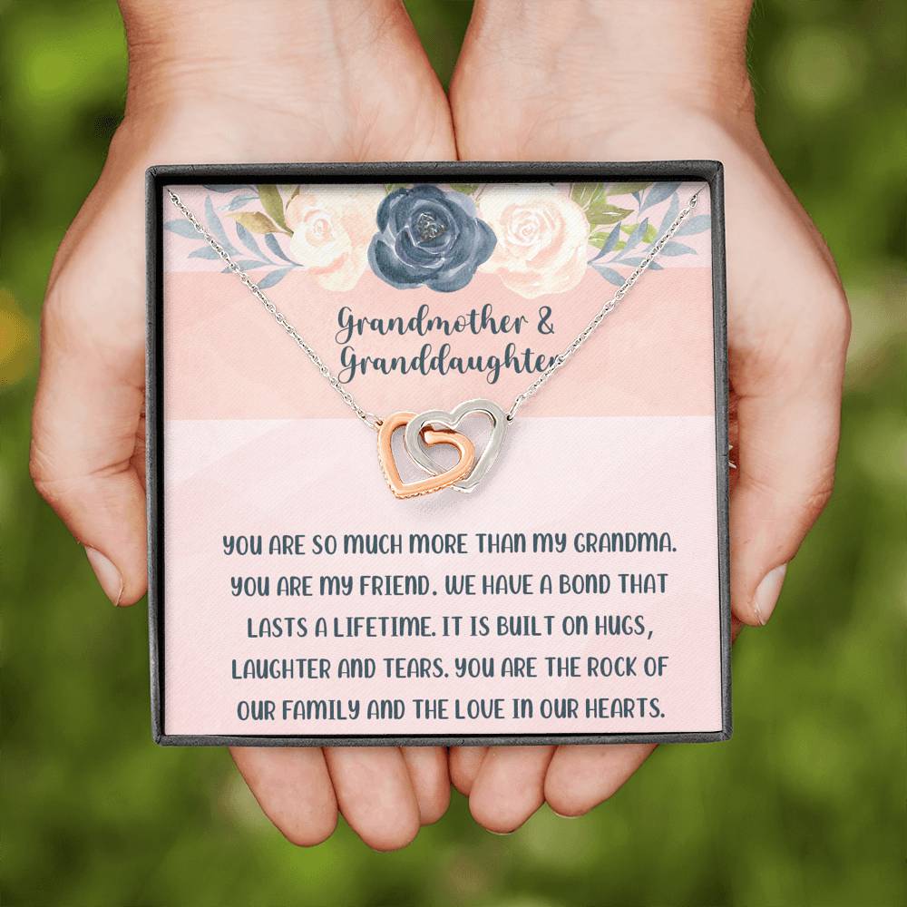 Grandmother & Granddaughter Necklace, Grandma Gift, Granddaughter Gift, Jewelry for Family, Birthday Gift, Rose, Silver Jewelry