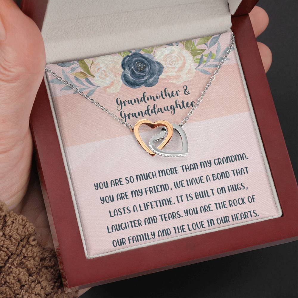 Grandmother & Granddaughter Necklace, Grandma Gift, Granddaughter Gift, Jewelry for Family, Birthday Gift, Rose, Silver Jewelry