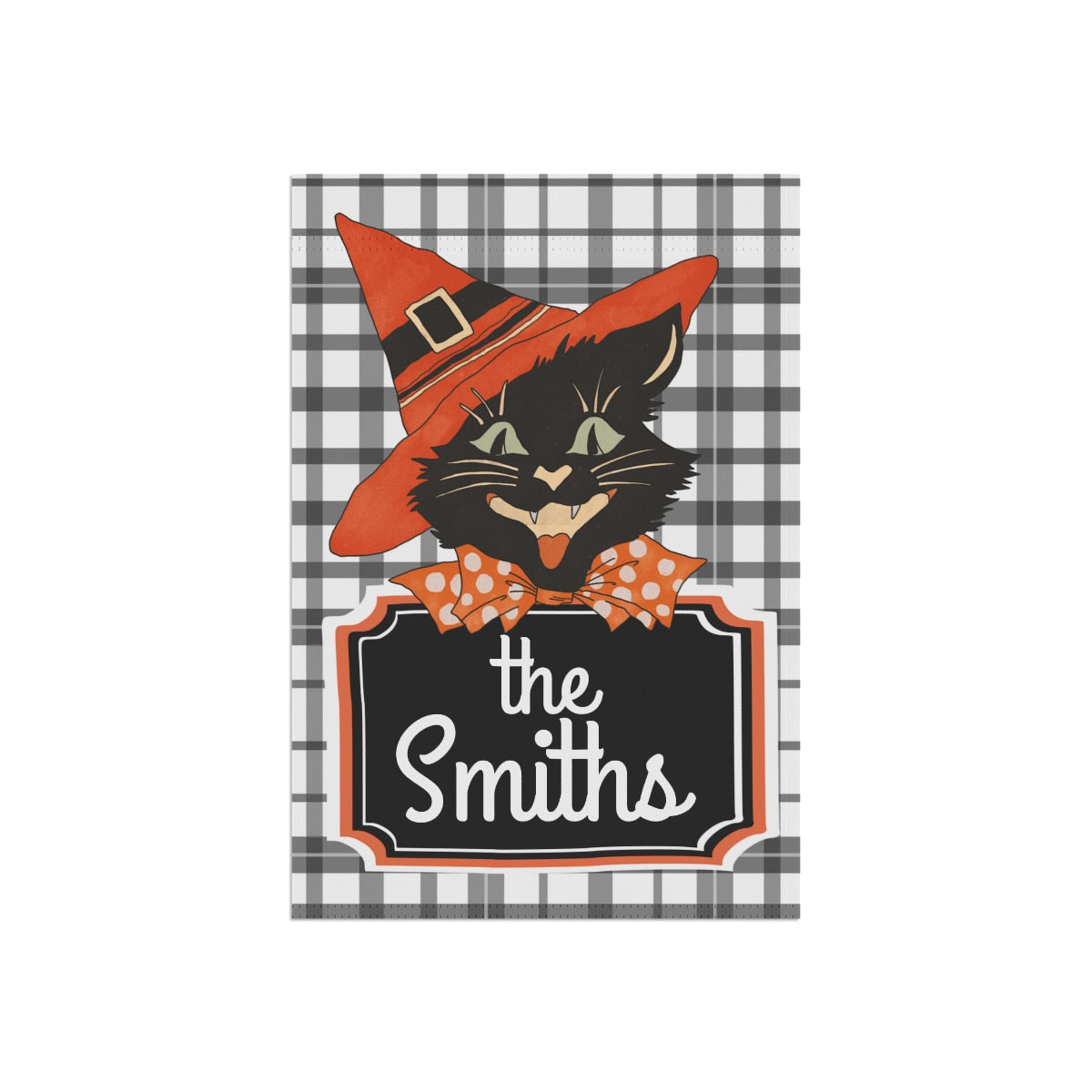 Vintage Halloween Cat Personalized Garden Flag