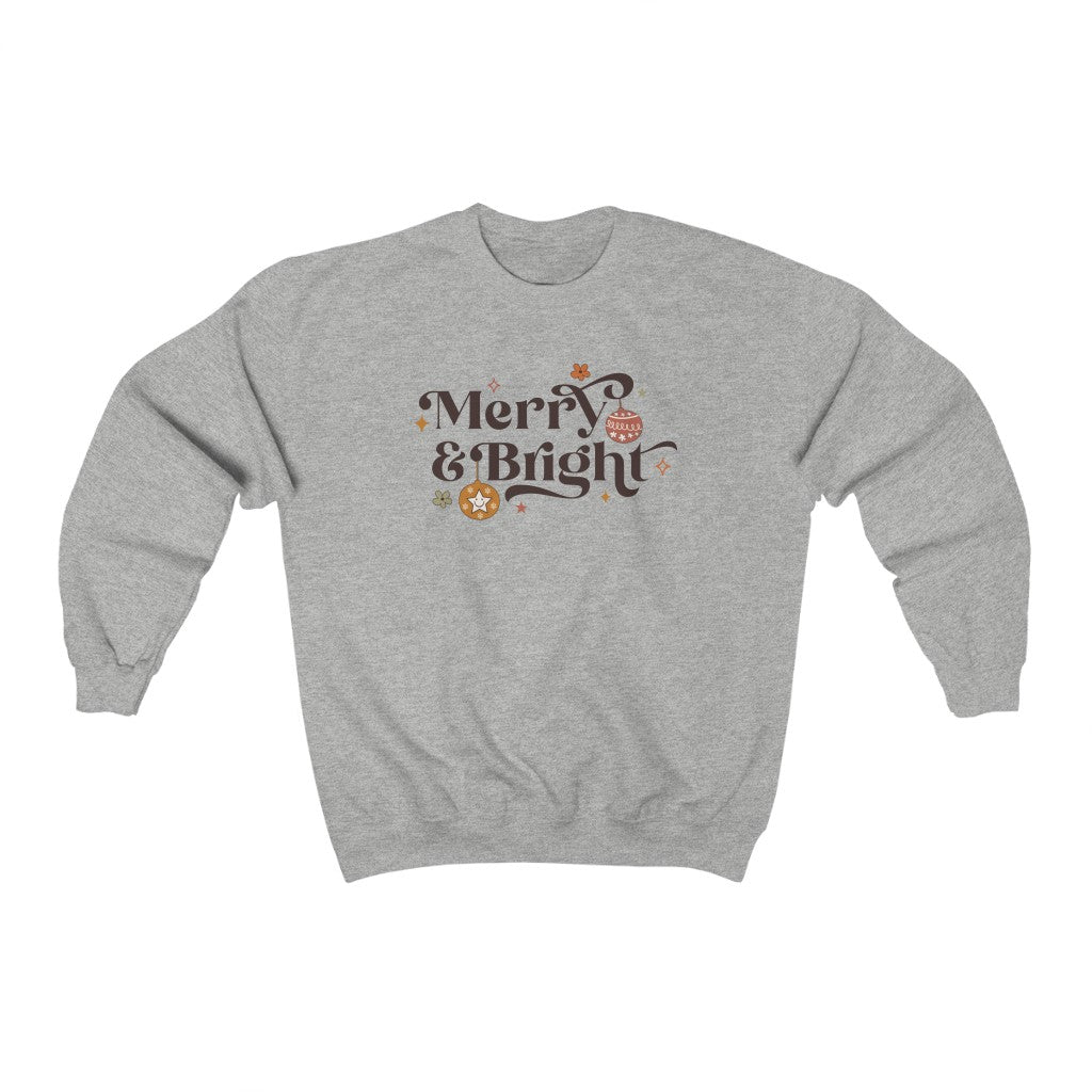 Christmas Sweatshirt, Merry and Bright,Holiday Sweaters For Women,Christmas Sweater,Retro Holiday Shirt, Crewneck,UNISEX,70s,Christmas Vibes Sweatshirt