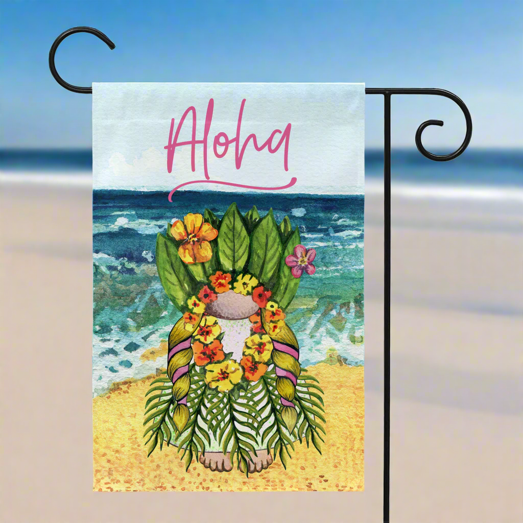 Aloha Gnome Garden Flag Flag