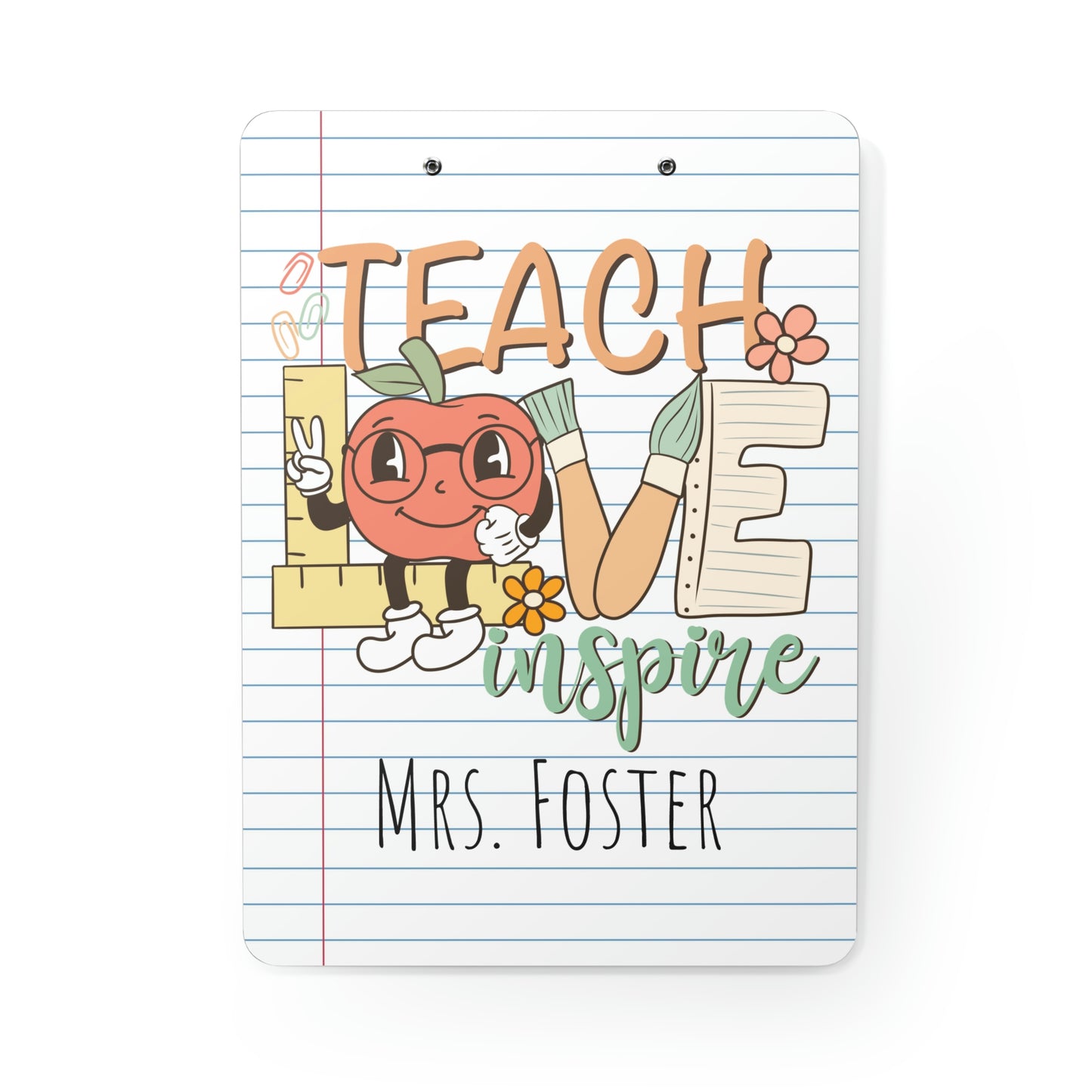Personalized Teacher Clipboard, Teacher Appreciation Gift, Custom Monogram Clip Board, Retro, Monogram Teacher Gift, Back to School