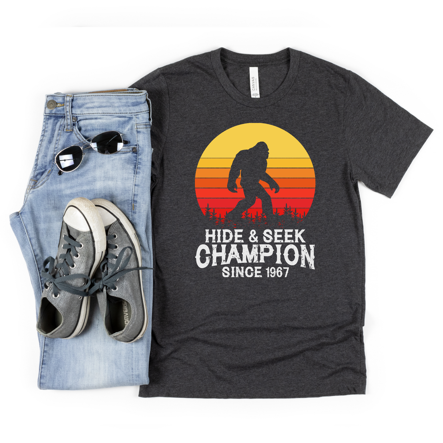 Big Foot Shirt, Big Foot Hide and Seek Champion, Sasquatch TShirt, Fathers Day Shirt, Funny Men's Shirt, Mens Graphic Tee, Retro Bigfoot - Premium T-Shirt - Just $24.50! Shop now at Nine Thirty Nine Design