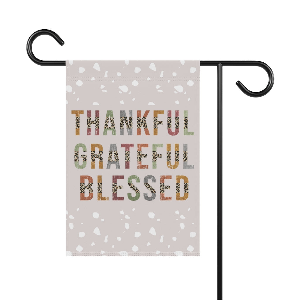 Thankful Grateful Blessed Leopard Garden Flag Home Decor