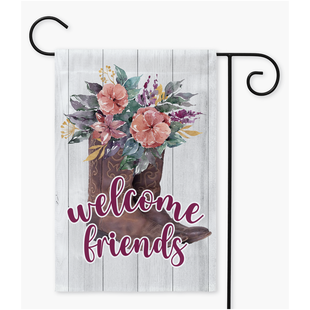 Southwestern Cowboy Boot Welcome Friends Garden Flag Flag