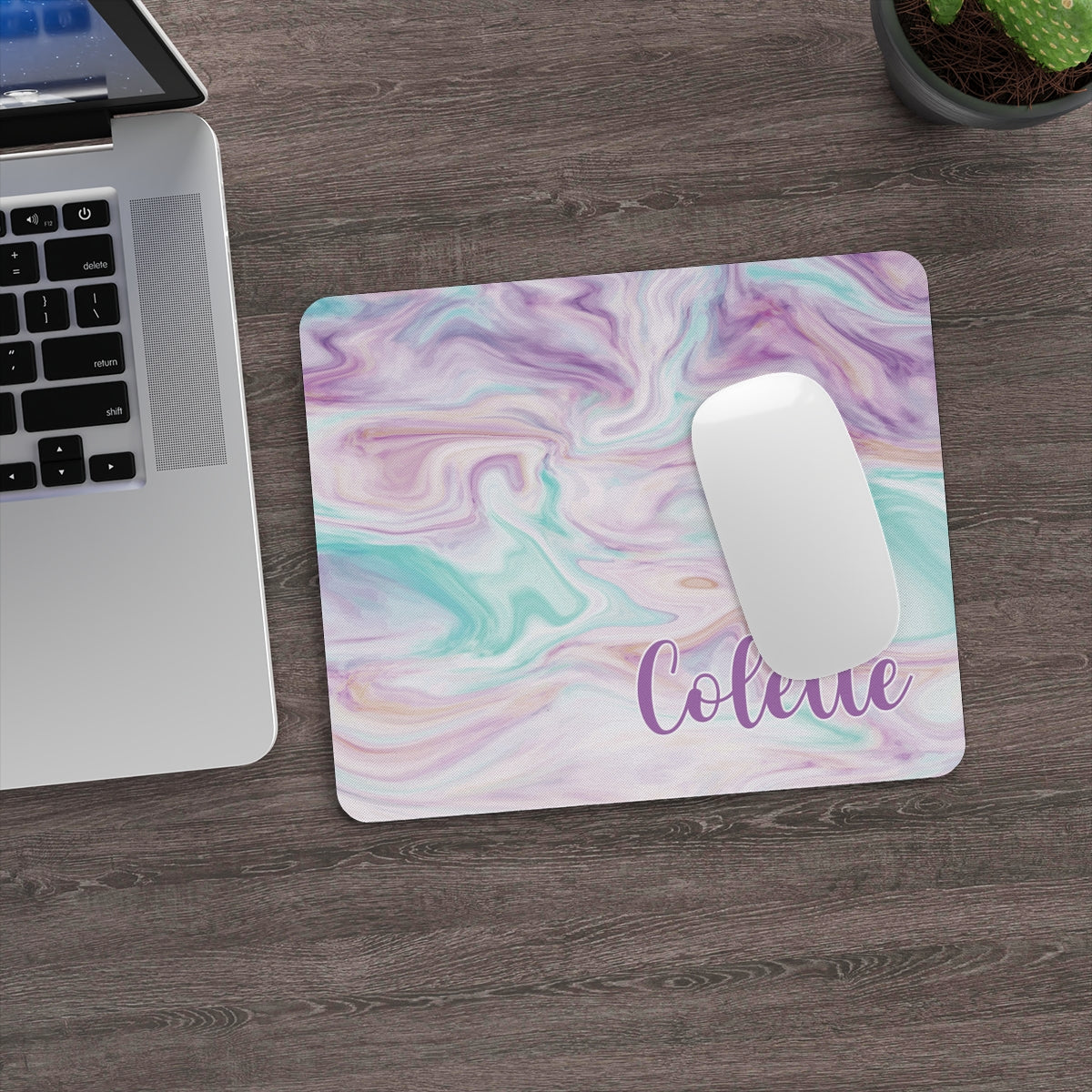 Personalized Purple Marble Mouse Pad