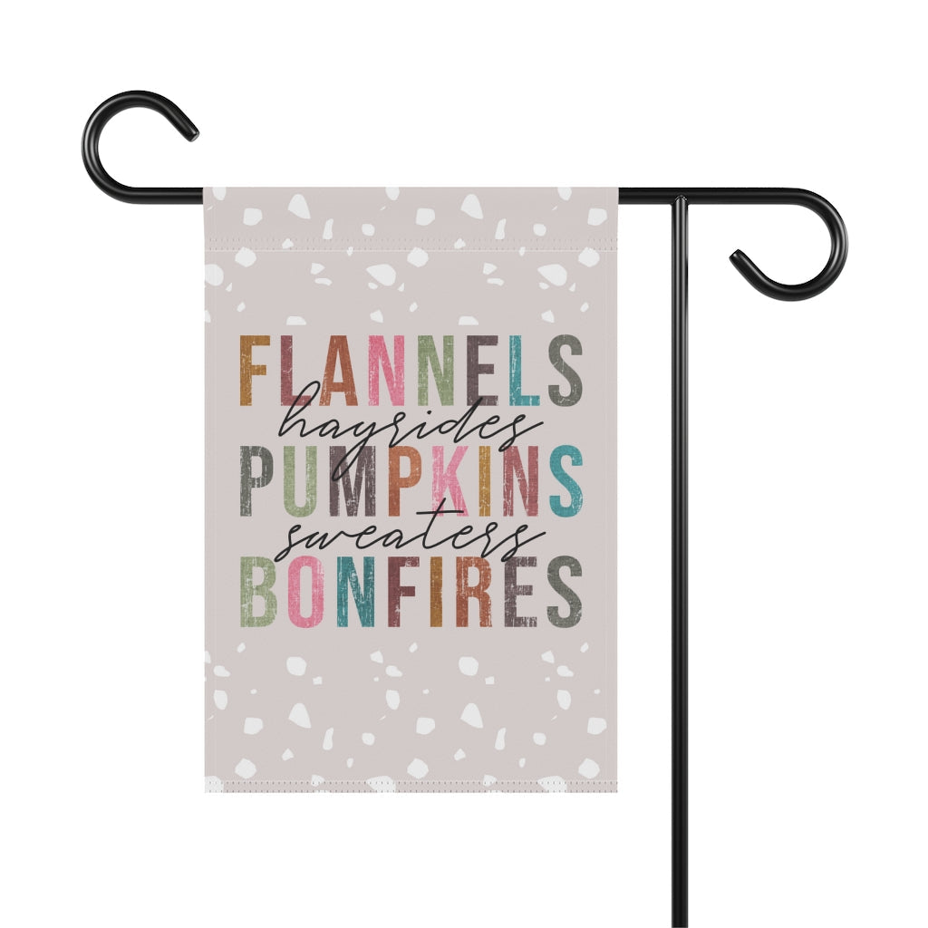 Flannels Hayrides Pumpkins Sweaters Bonfires Garden Flag Flags & Windsocks