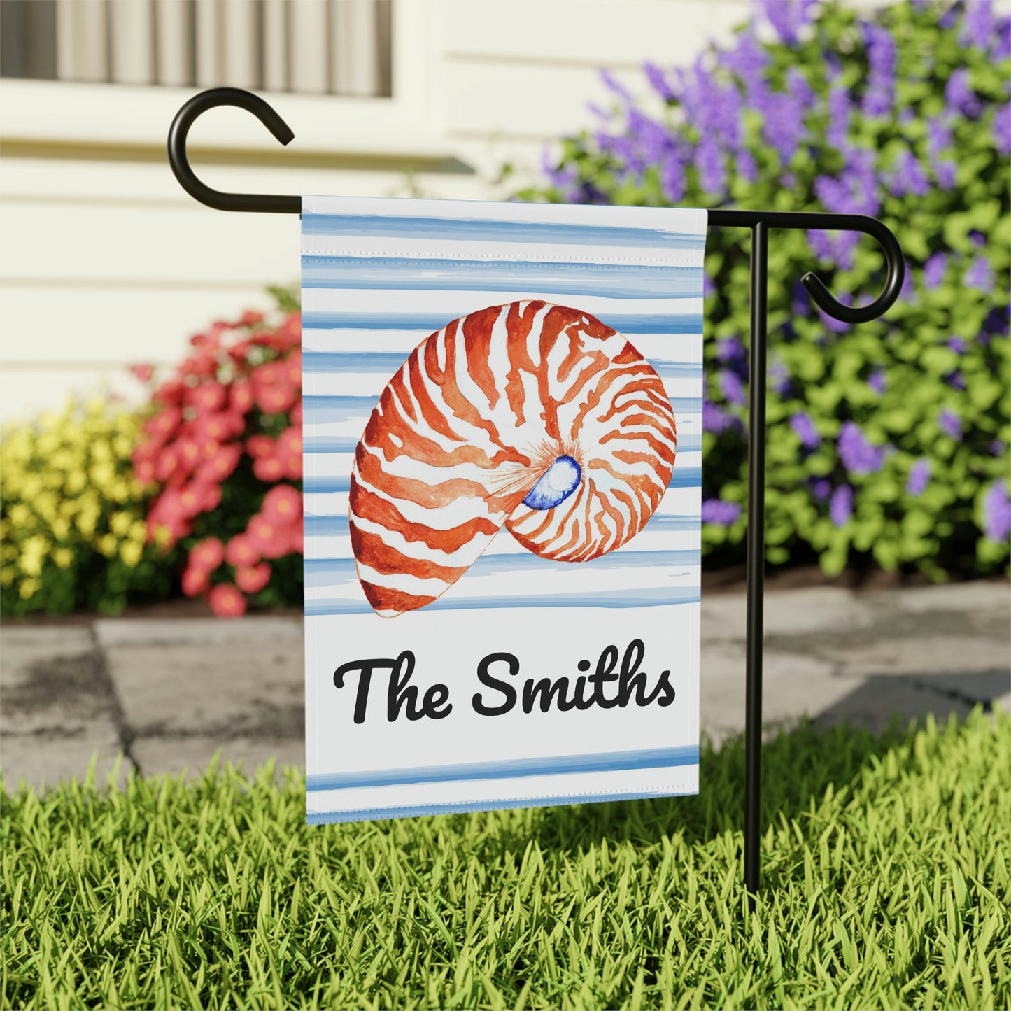 Personalized Sea Shell Nautical Summer Beach Garden Flag