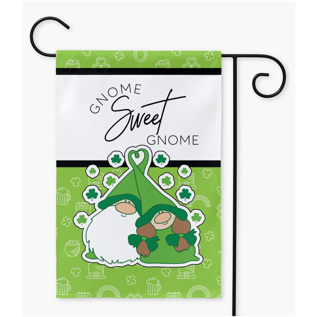 Gnome Sweet Gnome St Patricks Day Yard Flags Flag