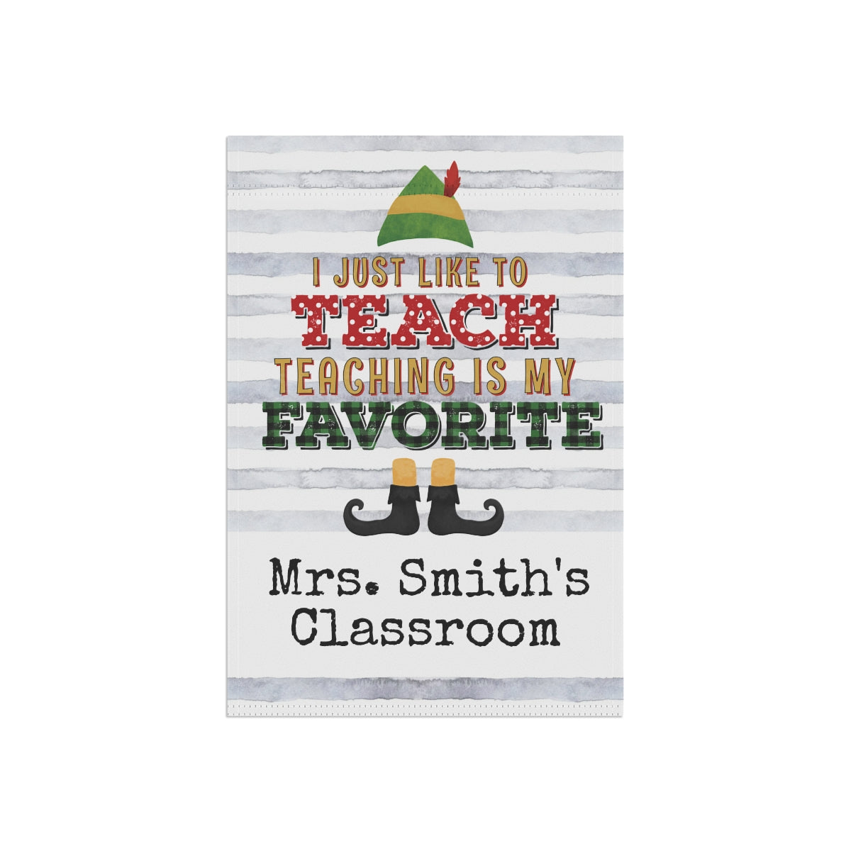 Teacher Elf Christmas Garden Flag