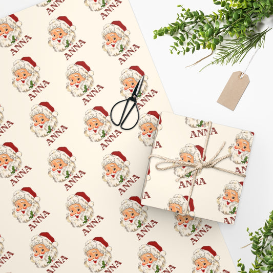 Personalized Vintage Santa Christmas Wrapping Paper