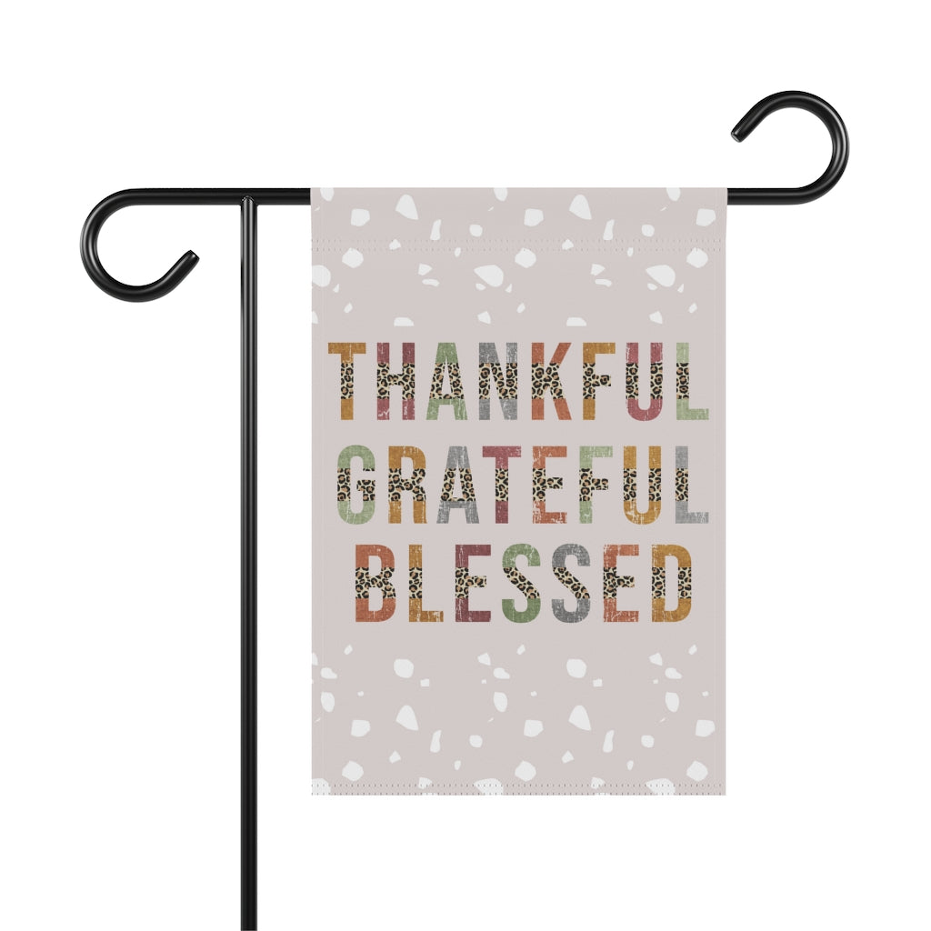 Thankful Grateful Blessed Leopard Garden Flag Home Decor