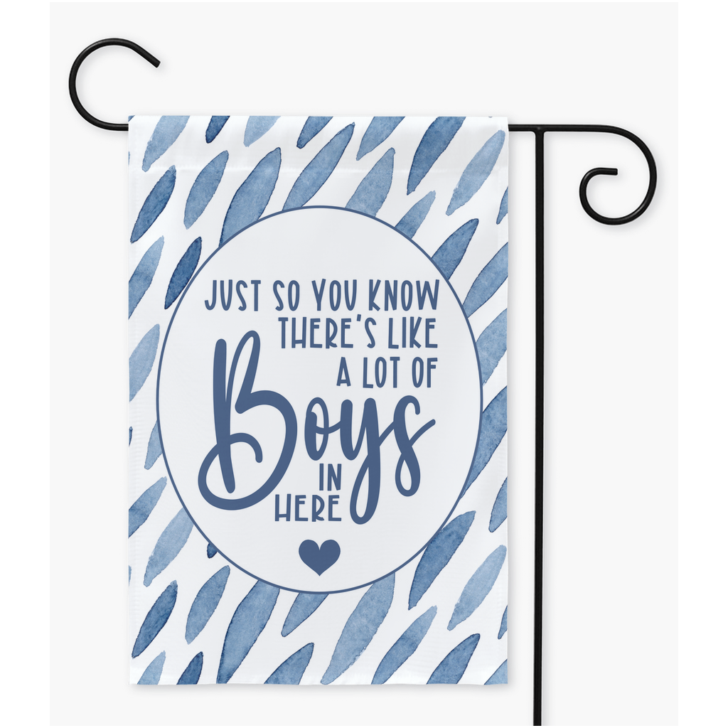 Boy Mom Sign, Spring Garden Flag, Summer Garden Flag, Just So You Know Theres Like A Lot Of Boys In Here, Mothers Day Gift,Funny,Front Porch Flags & Windsocks