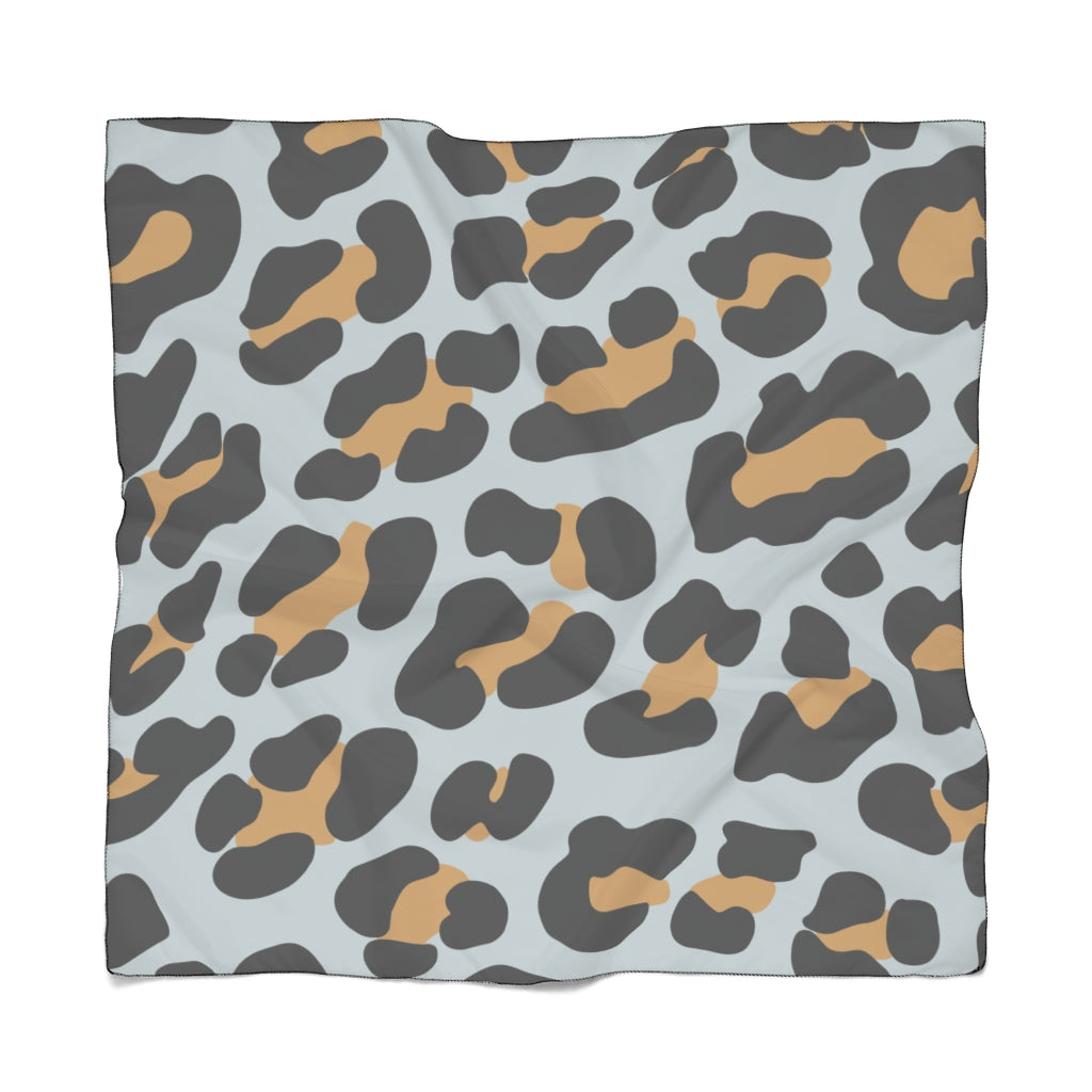 Blue Leopard Print Poly Scarf, Leopard Scarf Accessories